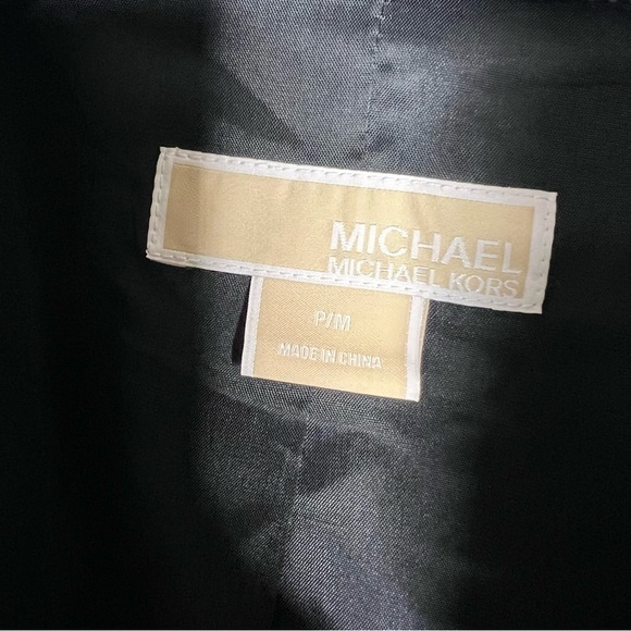 Michael Kors Coat Women Medium P Blazer Jacket Furr Collar Crop Sleeve Metallic - Picture 2 of 10